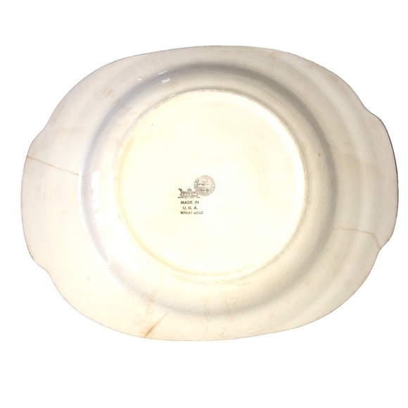 Vintage China floral Wheat Gold Serving Platter Fall Thanksgiving Dish Made USA - Picture 6 of 7